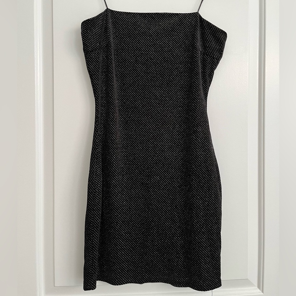 Black Glitter Mini Dress